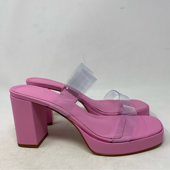NEW Schutz Women’s Ariella Pink Rosa PVC Block Heel Y2K Sandal Size 8.5 - Picture 3 of 8